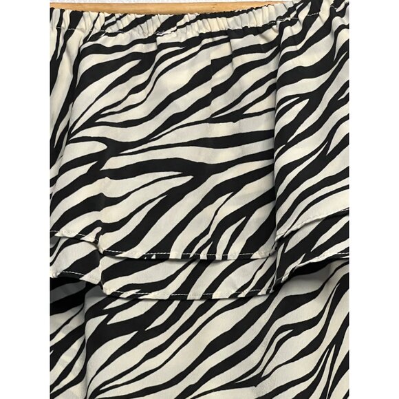 Michael Michael Kors Women Size L Zebra Print Ruffle Blouse Y2K Preppy Designer - Picture 9 of 16
